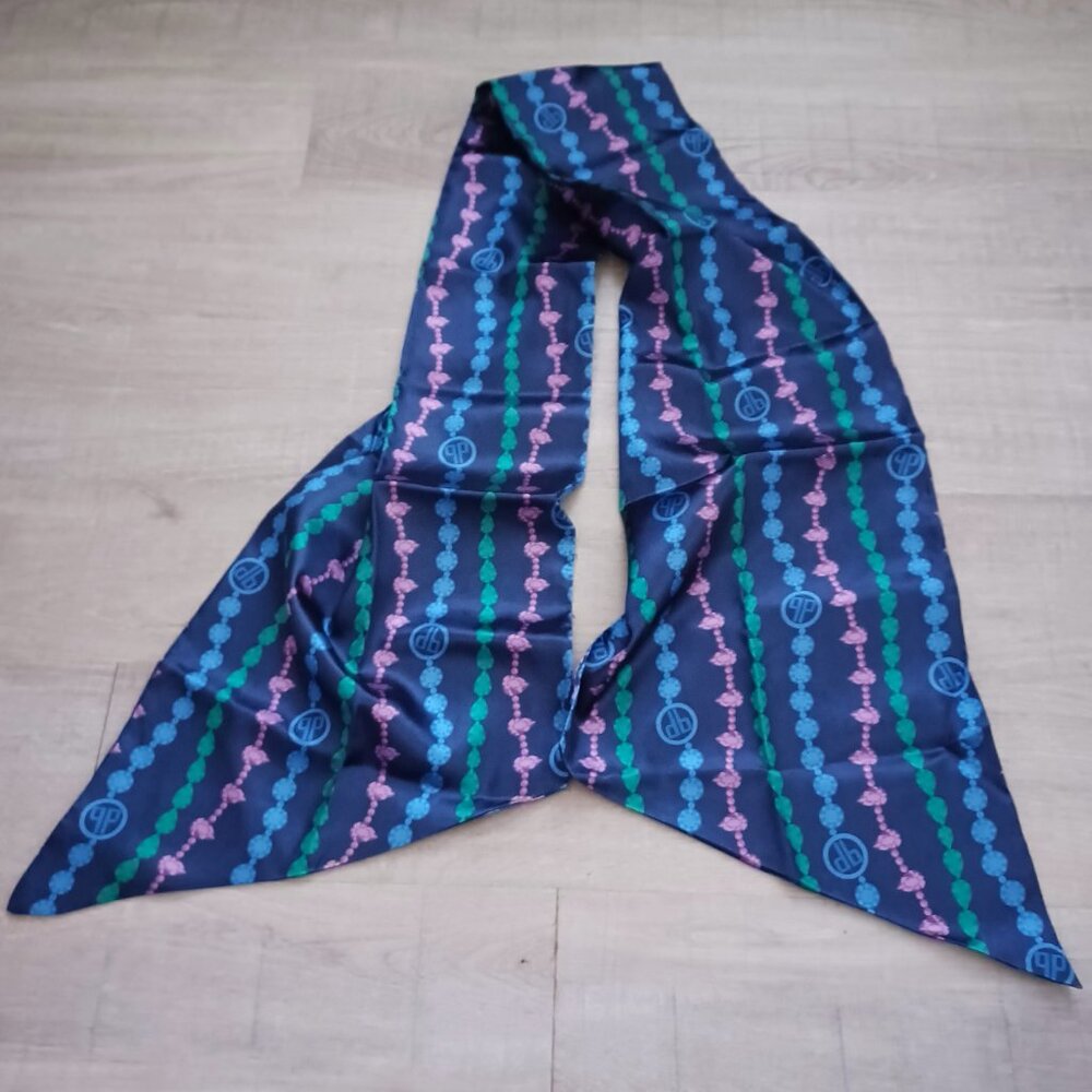 New Dennis Basso Navy Blue Jewelry Print Fashion Scarf - Picture 2 of 3
